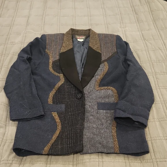 Chic Women's Blue and Black Mary Flannagan Blazer Size M! - Picture 1 of 8